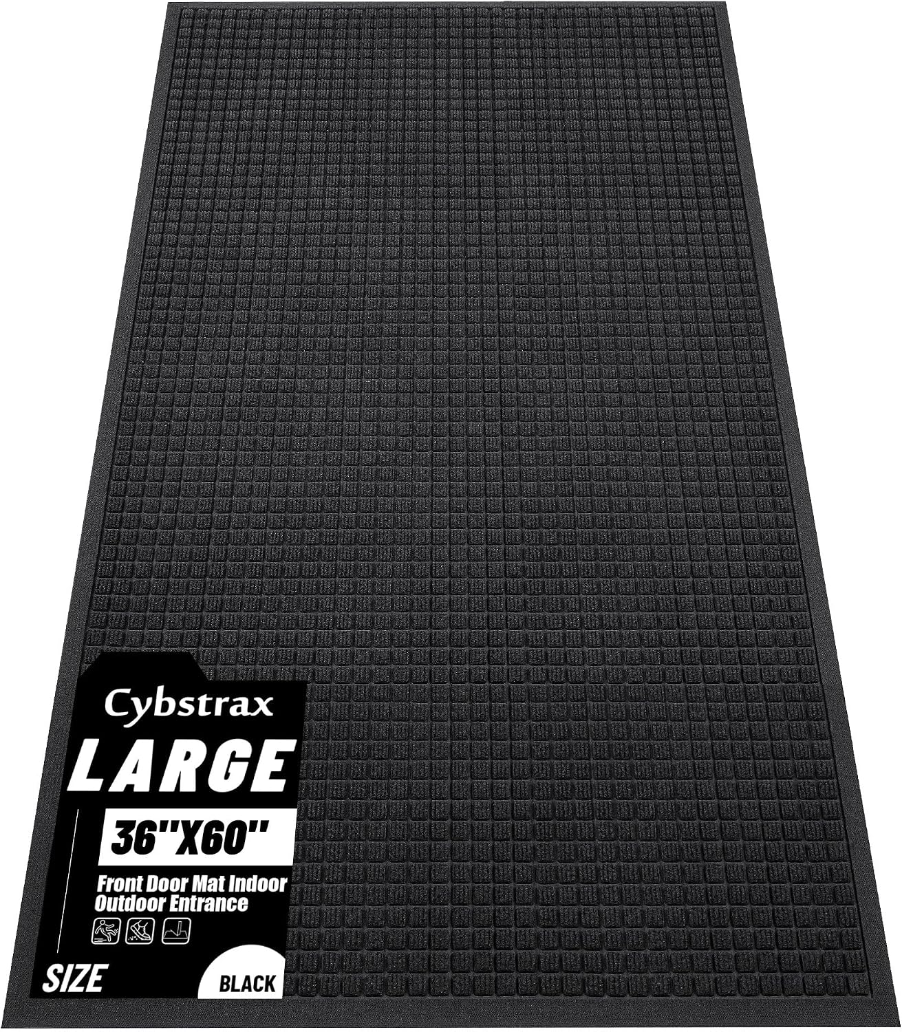 Front Door Mat Indoor Outdoor, 36"x60" Heavy Duty All-Weather Doormat, Non-Slip Waterproof Absorbent Commercial Floor Mat for Garage, Patio, High Traffic Areas