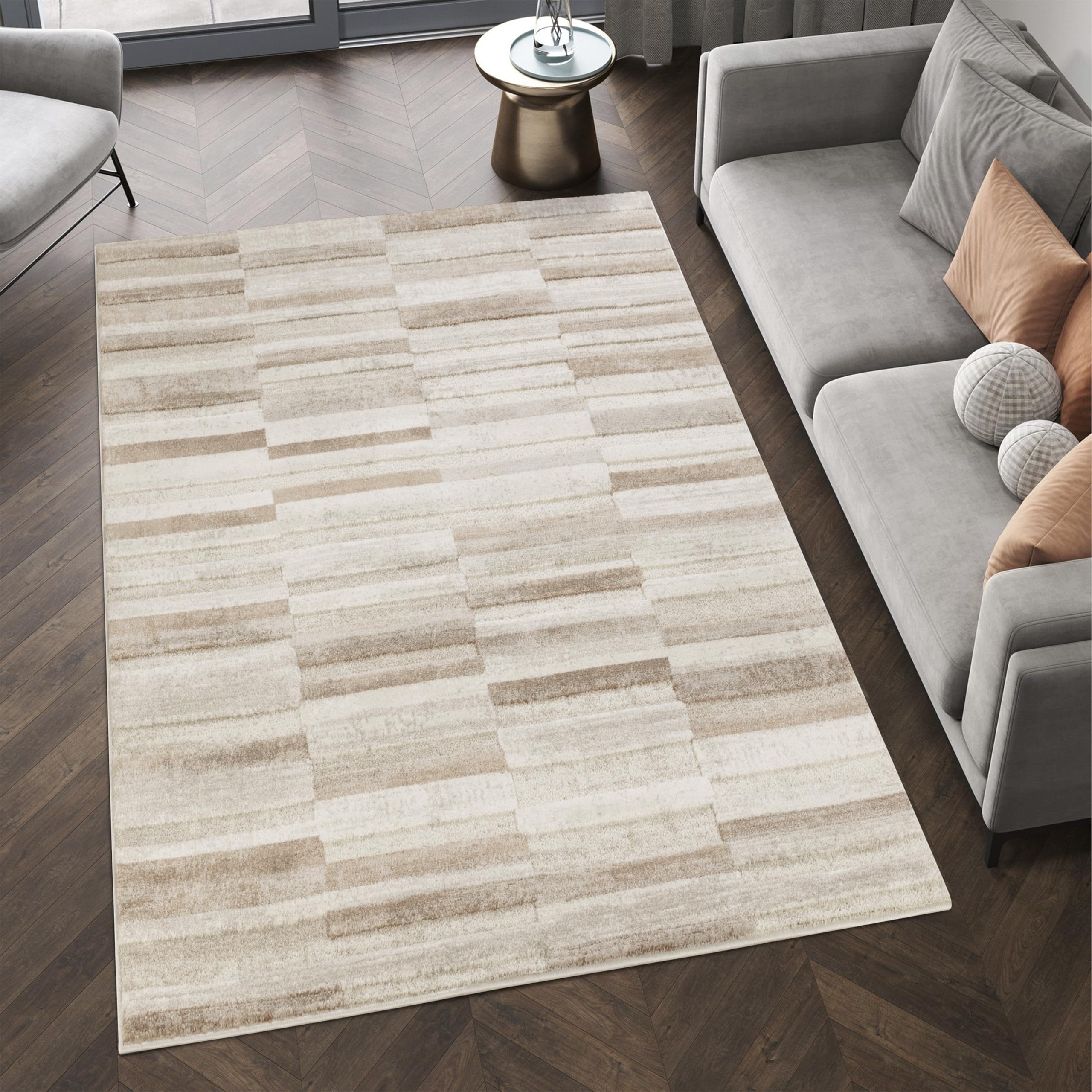 STL Washable Area Rug 160 x 230cm Non-Slip, Shaggy Soft And Elegant Carpet for Living Room, Bedroom, Lounge, Dining or Kitchen, Soft, Durable & Non-Shedding Area Rug, Indoor Floor Mat - Cream