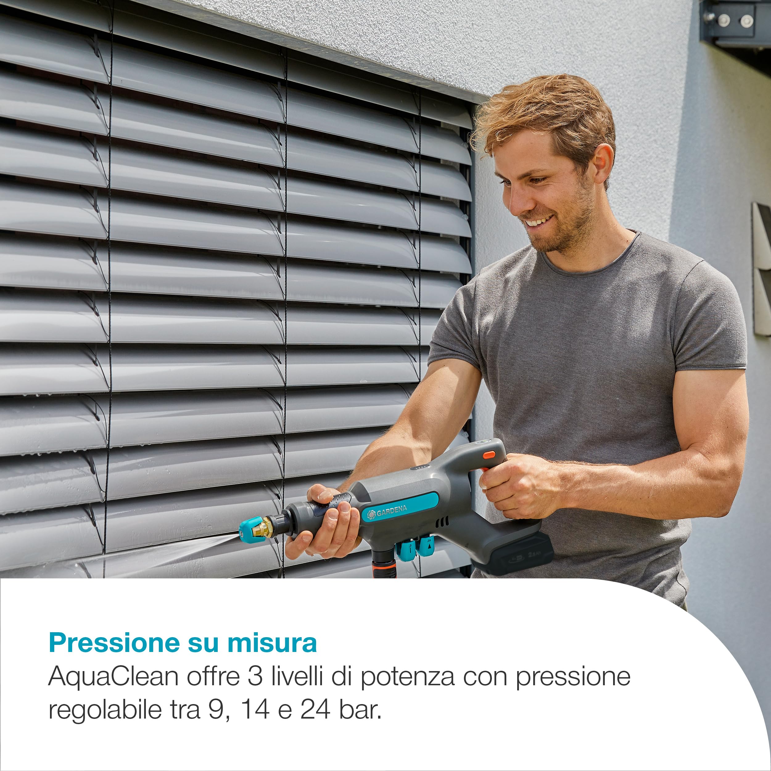 Gardena Idropulitrice Media Pressione A Batteria AquaClean 24/18V P4A Set Premium: Accessori aggiuntivi, Pressione dell'acqua regolabile, Ugelli intercambiabili, 3 modalità di pulizia (14800-31)