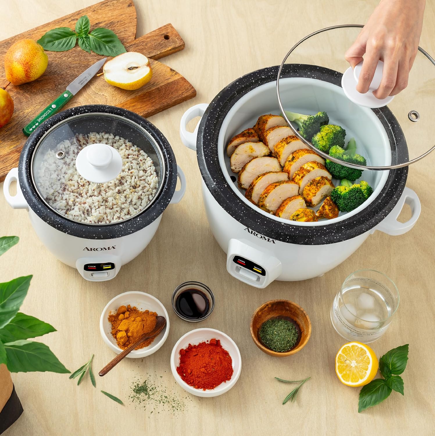 AROMA® 20-Cup (Cooked) / 5Qt. Bonded Granite® Rice & Grain Cooker, ARC-860NGP