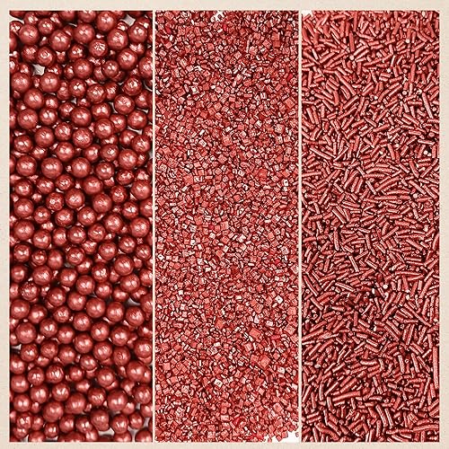 Miniatura 8 de Gránulos Confect para decoración de pasteles y cupcakes, paquete surtido de 5 gránulos de cobre para el regreso a la escuela, mezcla de grageas,