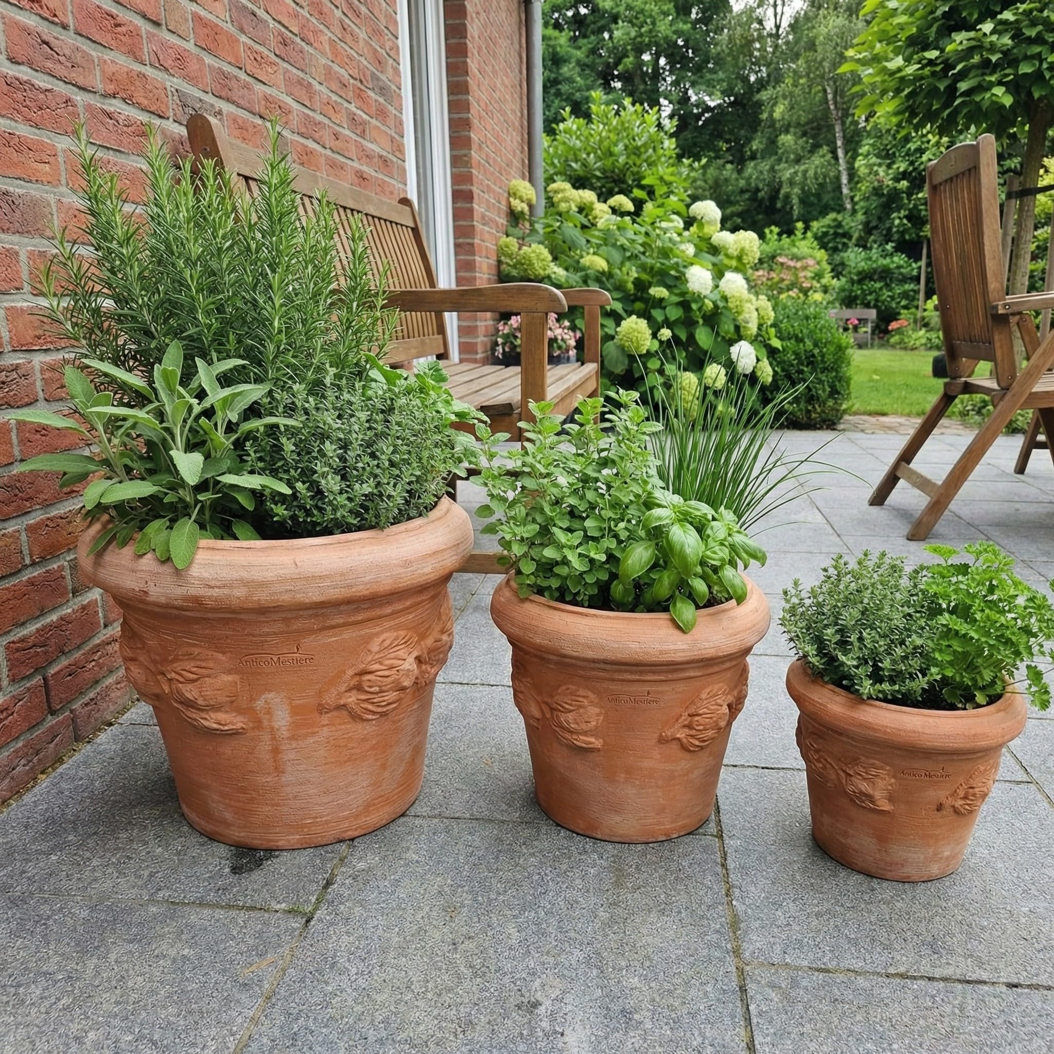 Teramico Liscio Toscana Limoni Toscana - Vaso da fiori in terracotta artigianale italiana, 25 cm - 40 cm, assolutamente resistente al gelo, terracotta italiana (30cm, Limoni Toscana)