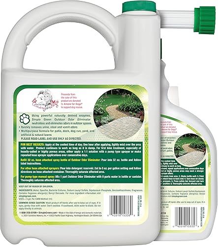 Miniatura 2 de Simple Green Eliminador de olores al aire libre para mascotas perros ideal para césped artificial y patio rociador de extremo de manguera de 32