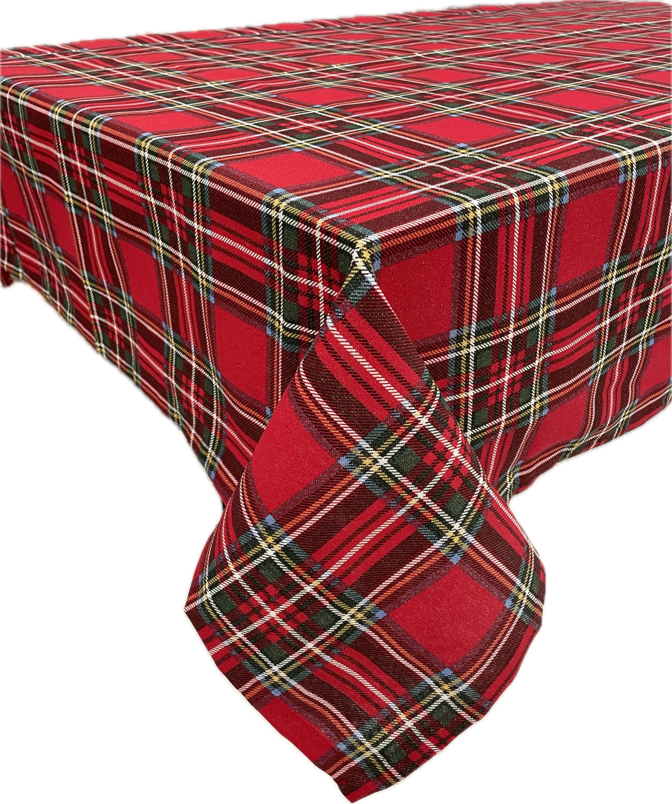 1KDreams Mantel de Navidad tartán de Lurex con efecto brillante. Moderno y tradicional. Rojo. (130x180 cm)
