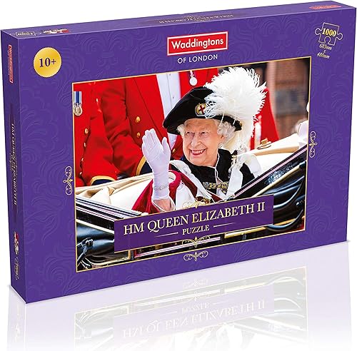 Winning Moves HM Queen Elizabeth - Juego de rompecabezas de 1000 piezas de una sola imagen, pieza juntos HM Queen Elizabeth mientras saluda a los