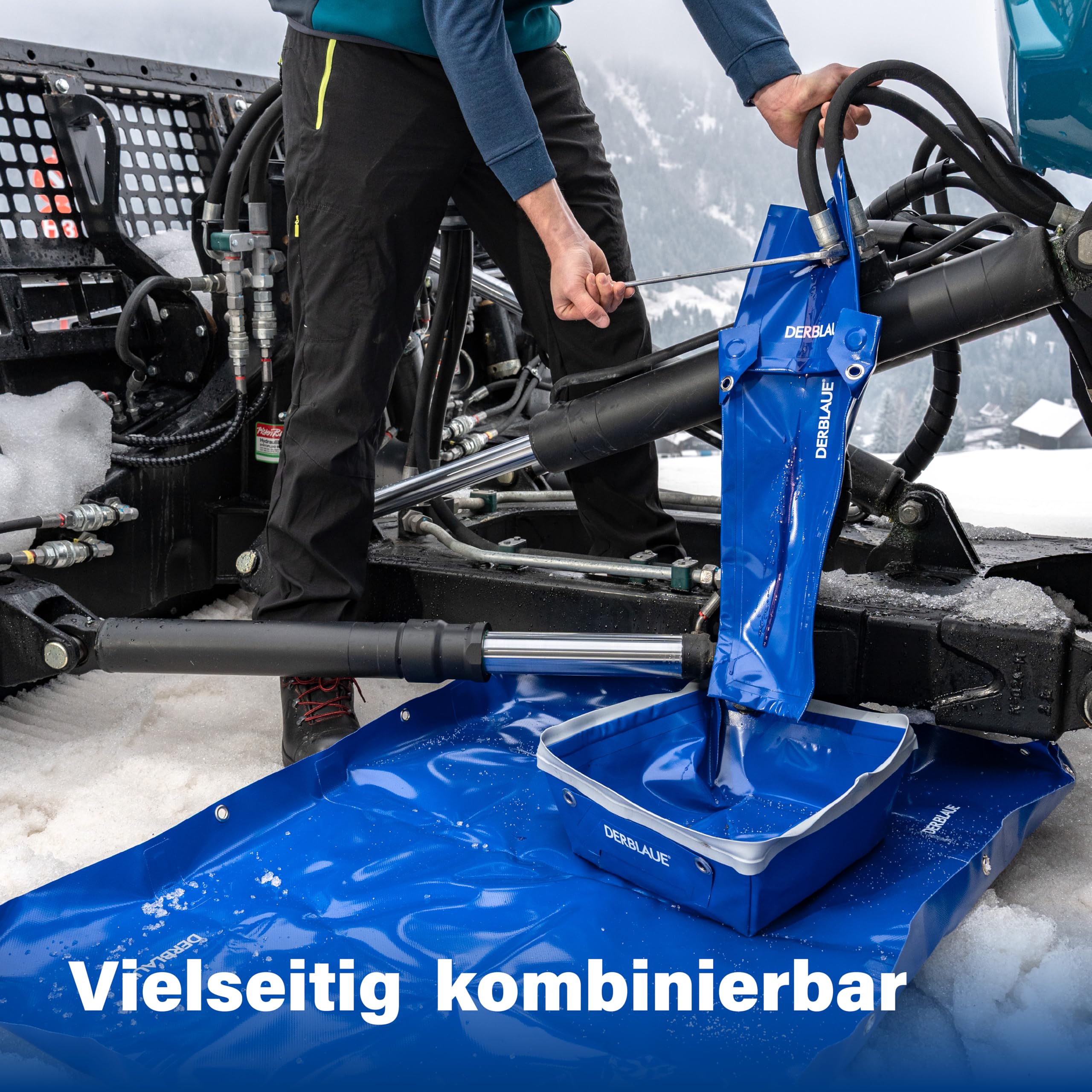 DERBLAUE® 10L Profi-Wanne flexibel – Magnetische Auffangwanne für engste Baustellen, knickbar, ideal für Ölwechsel & Heizungswartung