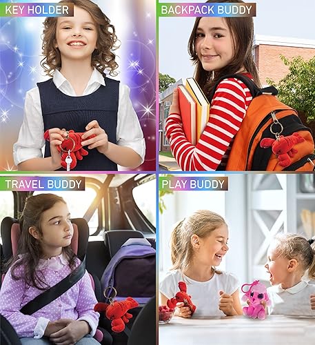 Miniatura 3 de Puzzled Llavero de peluche de langosta roja, juguete de peluche súper suave de animales oceánicos para mochilas, bolso, llaves de automóvil con