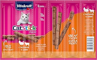 Vitakraft Cat Stick Classic Cat Snack, Meaty Mini Sticks, with Turkey and Lamb, No Added Sugar (1 x 6 Pieces) product image