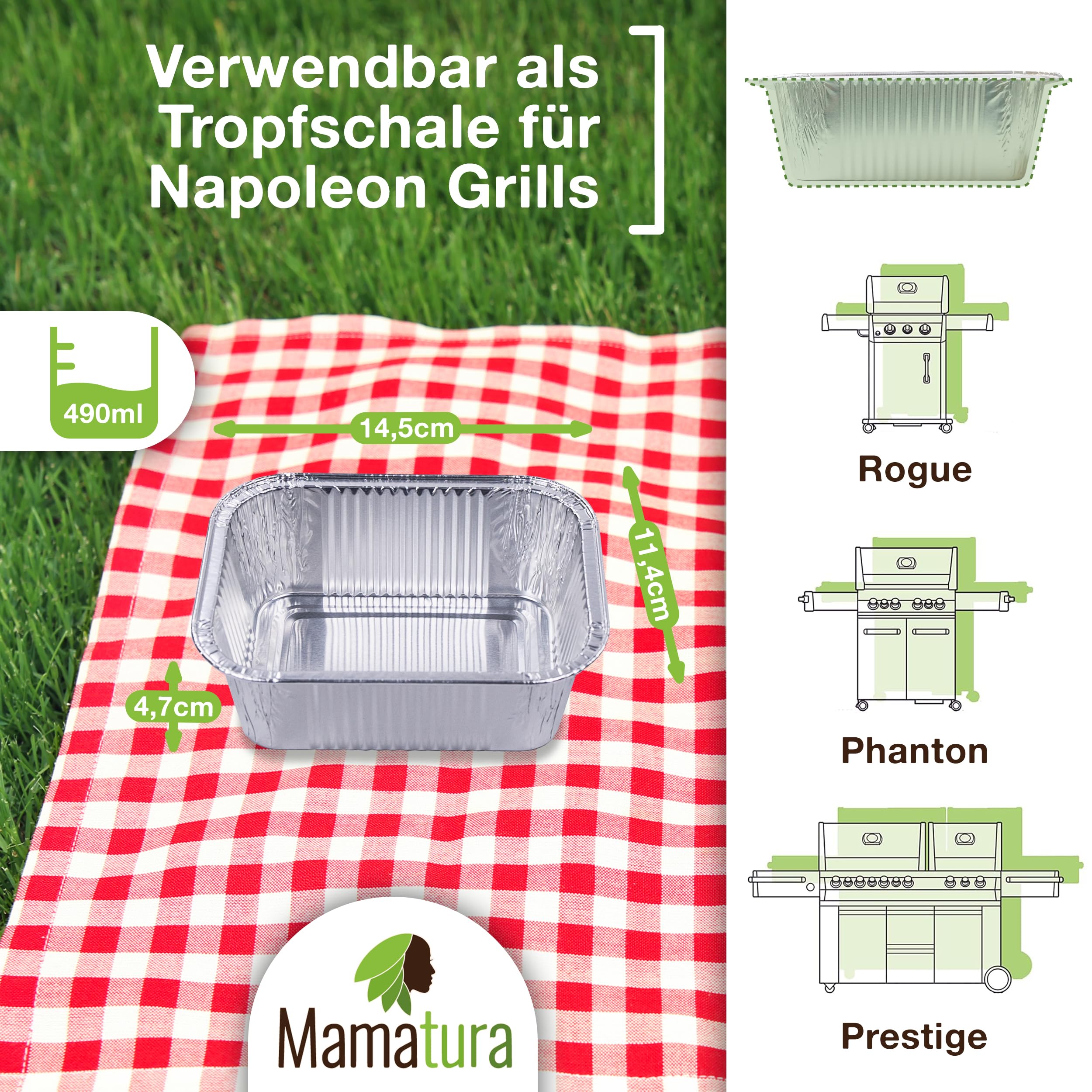 Ciotole Alluminio Piccole Per Barbecue Napoleon - Vassoi Raccolta Grasso Per Gasgrills Serie Rogue, Prestige, Phantom - Foto 8