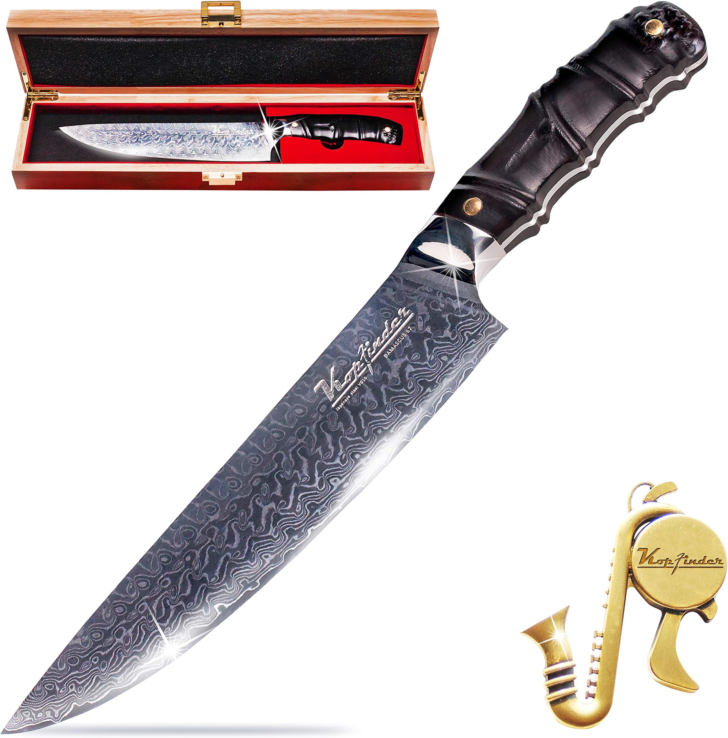 Premium Damascus Chef Knife - Best 8-inch Chef Knife Professional - Japanese Damascus Steel VG-10 Knife 67 Layers - Forged Carbon Steel Chef Knife - Extra Sharp Full Tang Wood Handle Chef Knife