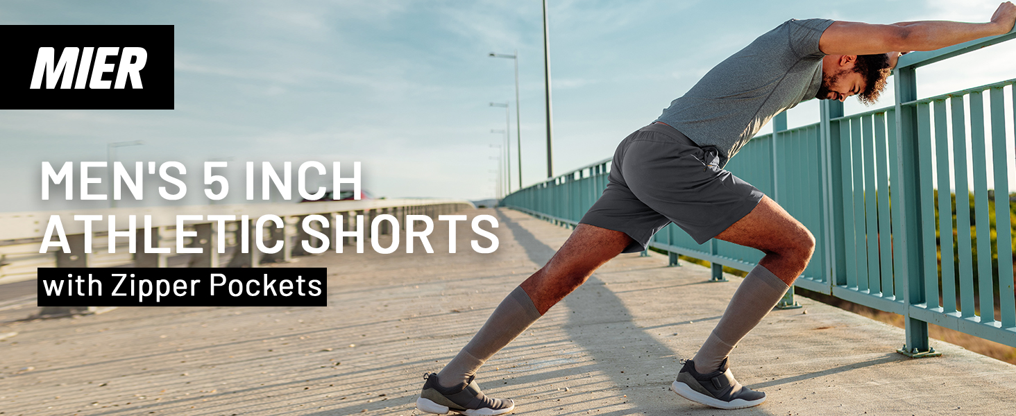 Inch Inseam Shorts Men Zipper Pockets MIER Men's Inch Dry Fit