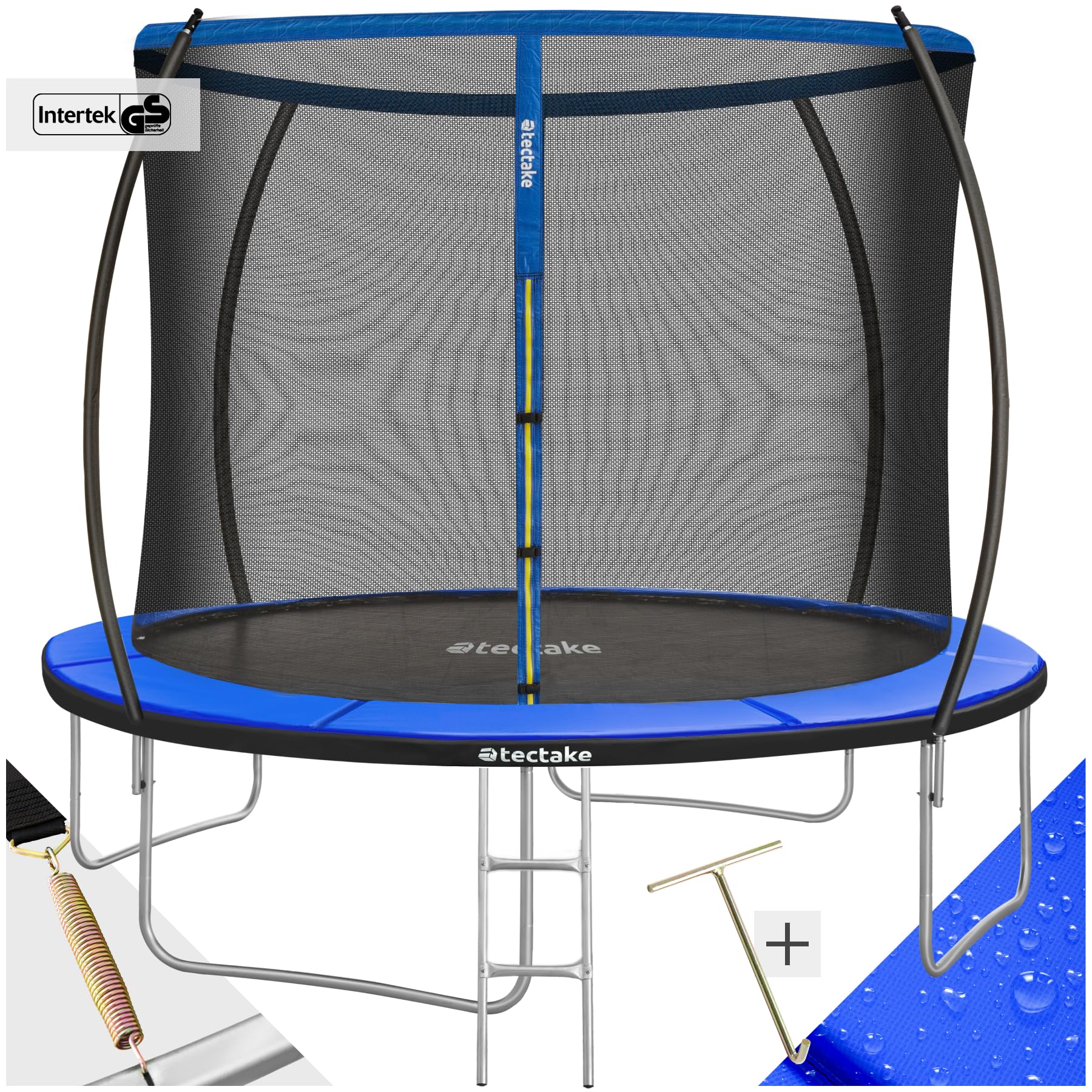 tectake® Trampolino Elastico da Giardino, per Fitness e Gioco, per Bambini e Adulti, con Rete di Sicurezza e Scaletta