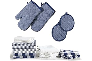 LANE LINEN Flour Sack Dish Towels Set with Assorted Mitts