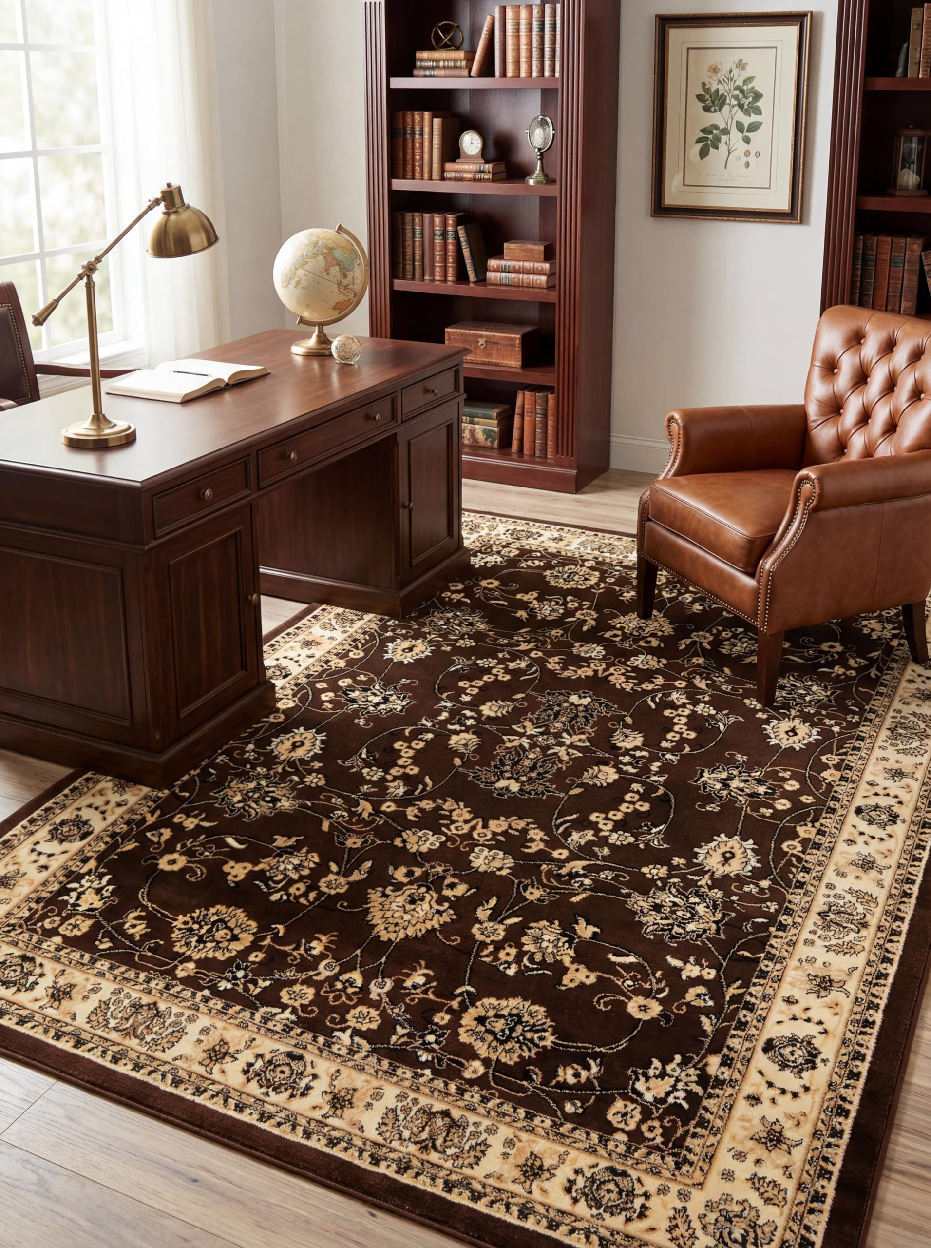 Rugs.com Yasmin Collection Rug – 10' x 13' Brown Medium Rug Perfect for Living Rooms, Large Dining Rooms, Open Floorplans