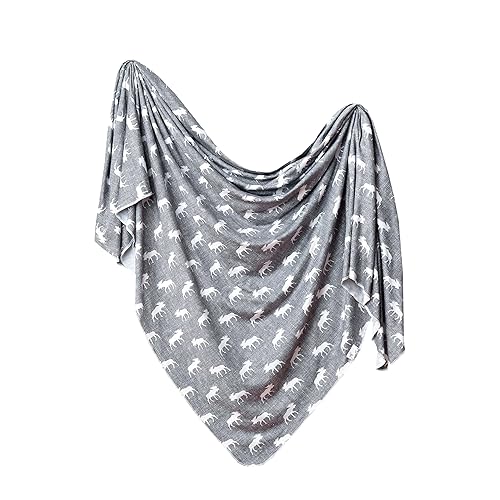 Copper Pearl Manta grande de punto premium para bebé, manta de recepción de alces gris y blanco