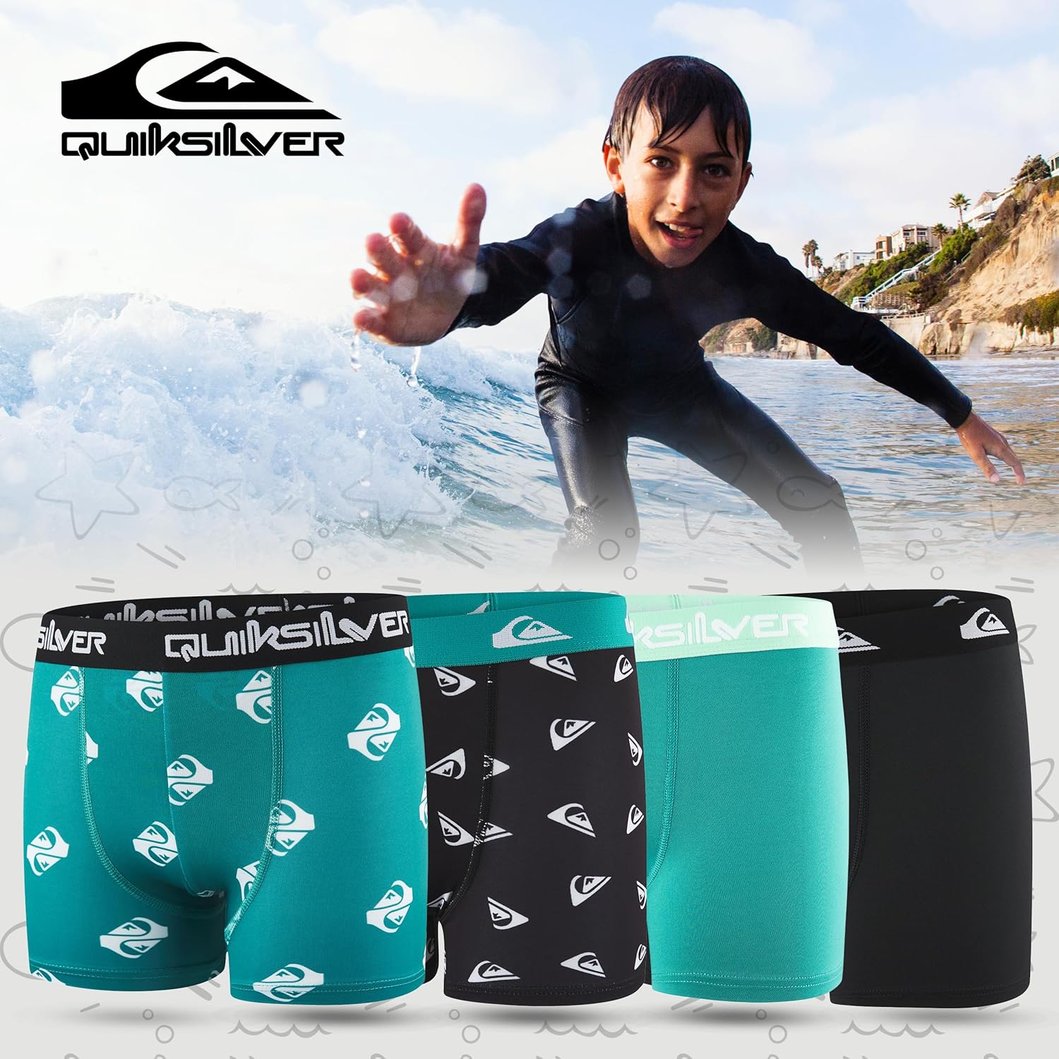 Quiksilver Boys Underwear 4 Pack Boxer Briefs for Boys 6-18 Durable Stretch Breathable Moisture Wicking - Image 7