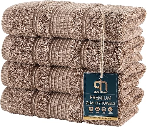 Qute Home - Juego de 4toallas de mano, 100% algodón turco prémium, toallas turcas de alta calidad para baño, de secado rápido, suaves y absorbentes,