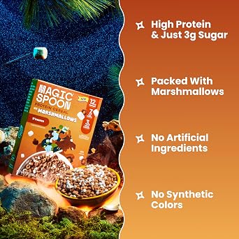 Magic Spoon Cereal with Marshmallows 4 Pack & Spoon - Smores, Low Sugar