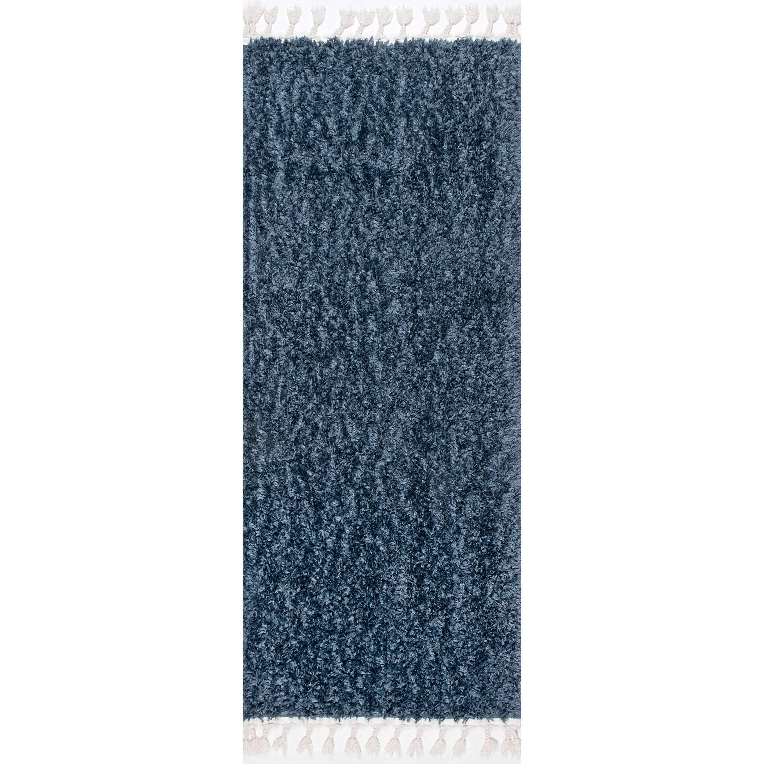 nuLOOM Neva Plush Shag Runner Rug, 2' 6" x 6', Blue