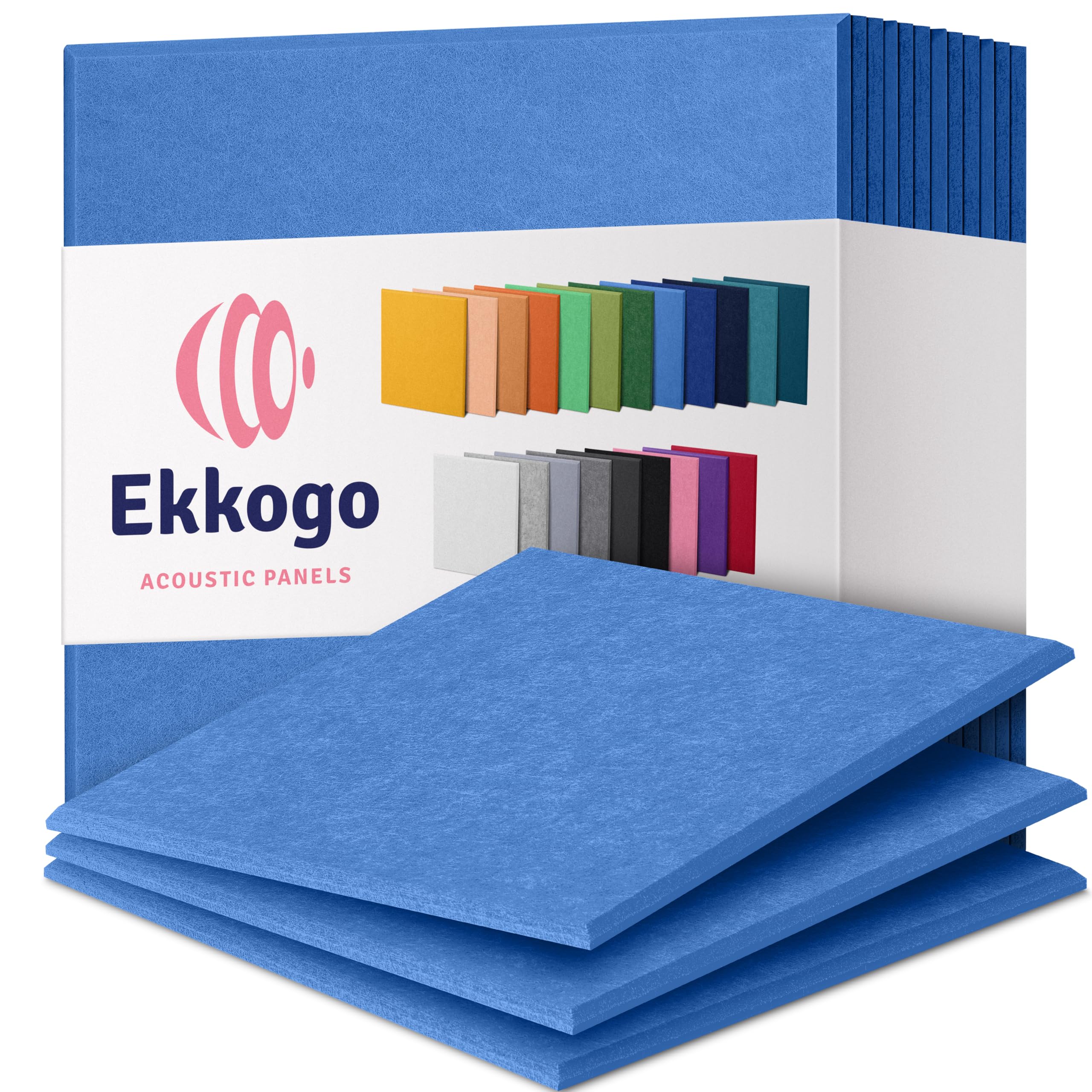 Acoustic Panels 12-Pack - 12"X12"X0.4" Sound Panels - High Density Sound Dampening - Grand Blue Square