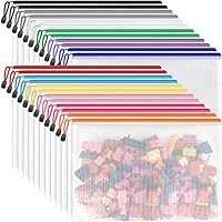 UMRIOX 24-Pack Zipper Pouches 12 Colors, Letter A4 Size Waterproof Clear Bags for Puzzles, Board Games, Office Supplies, Travel Toiletries