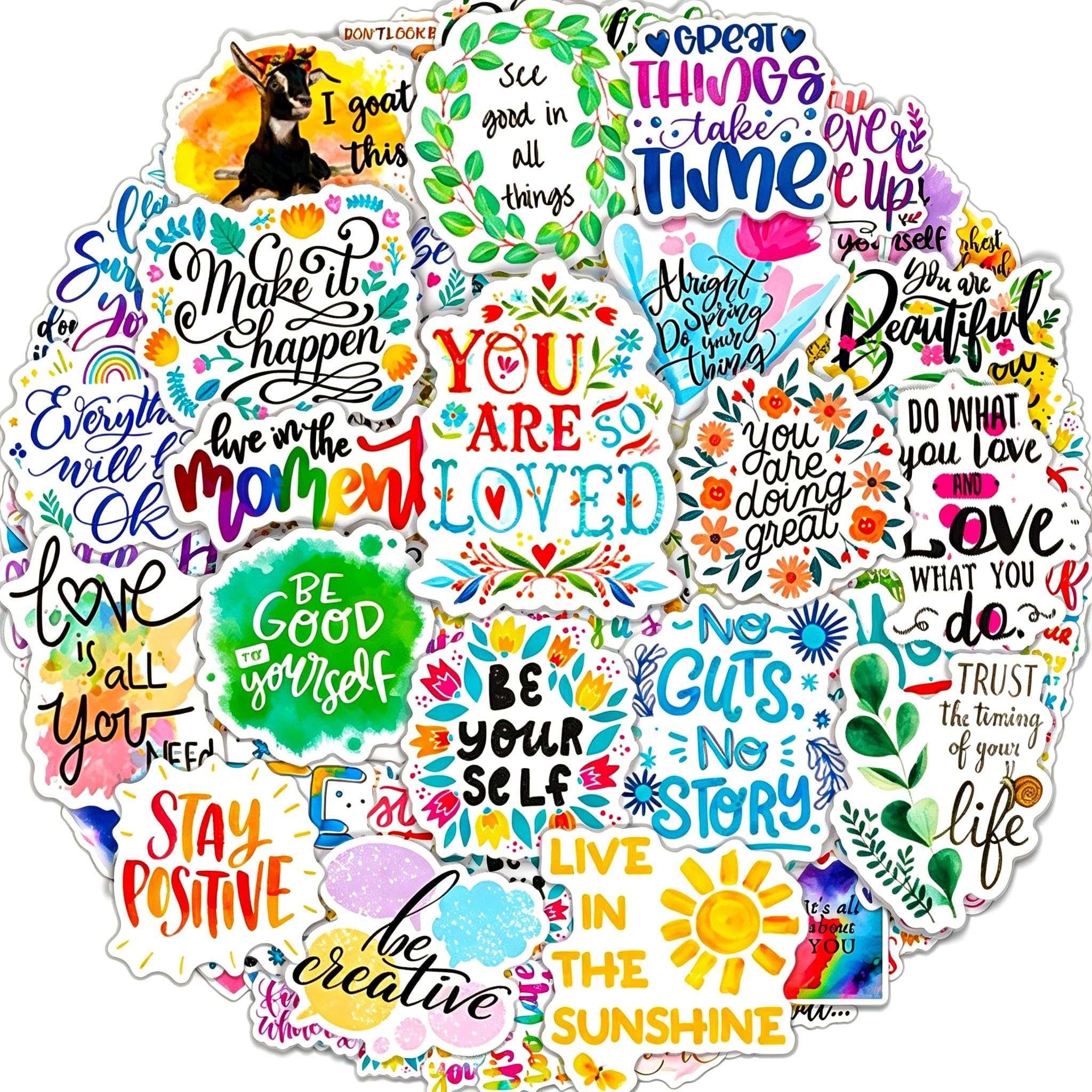 AIRNOGO 100pcs Multicolor Waterproof Vinyl Sayings Stickers for Laptop, iPad, Mobile Phone, Scrapbook, etc.