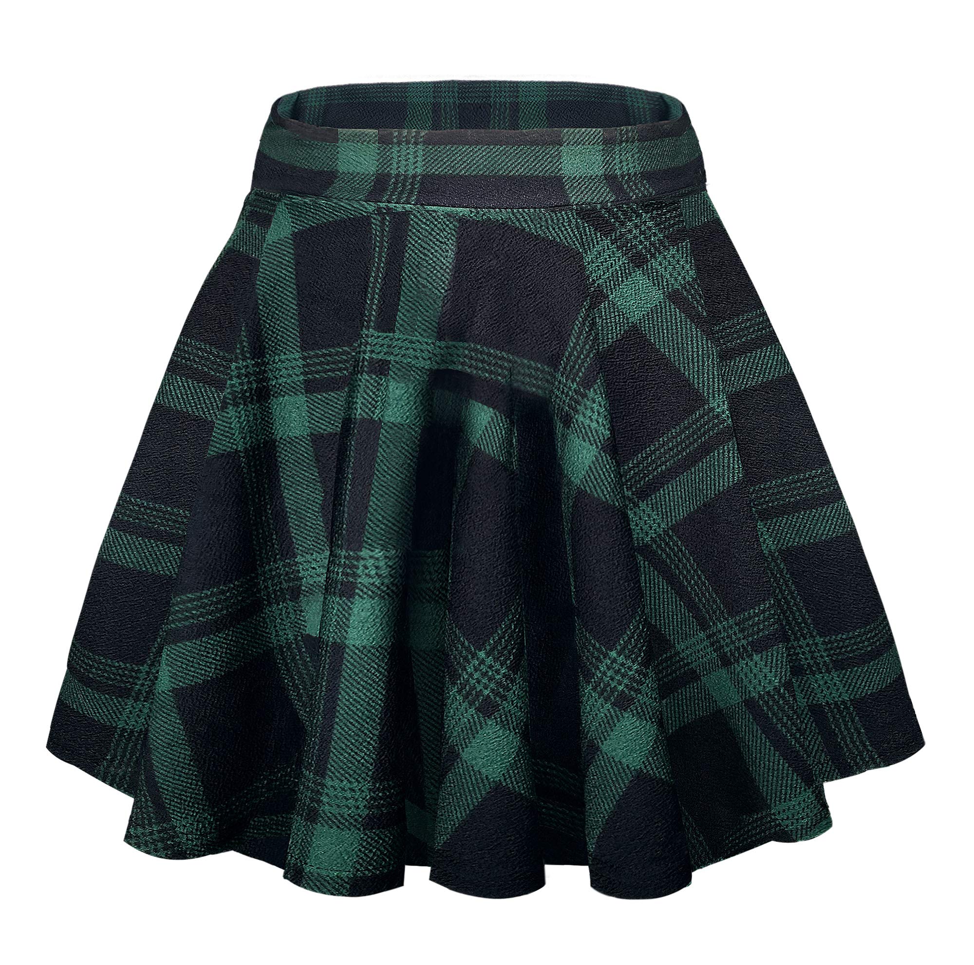 EXCHICWomen's Basic Casual Stretchy Waist Flared Mini Skirts Elegant A-Line Pull On Skater Skirt