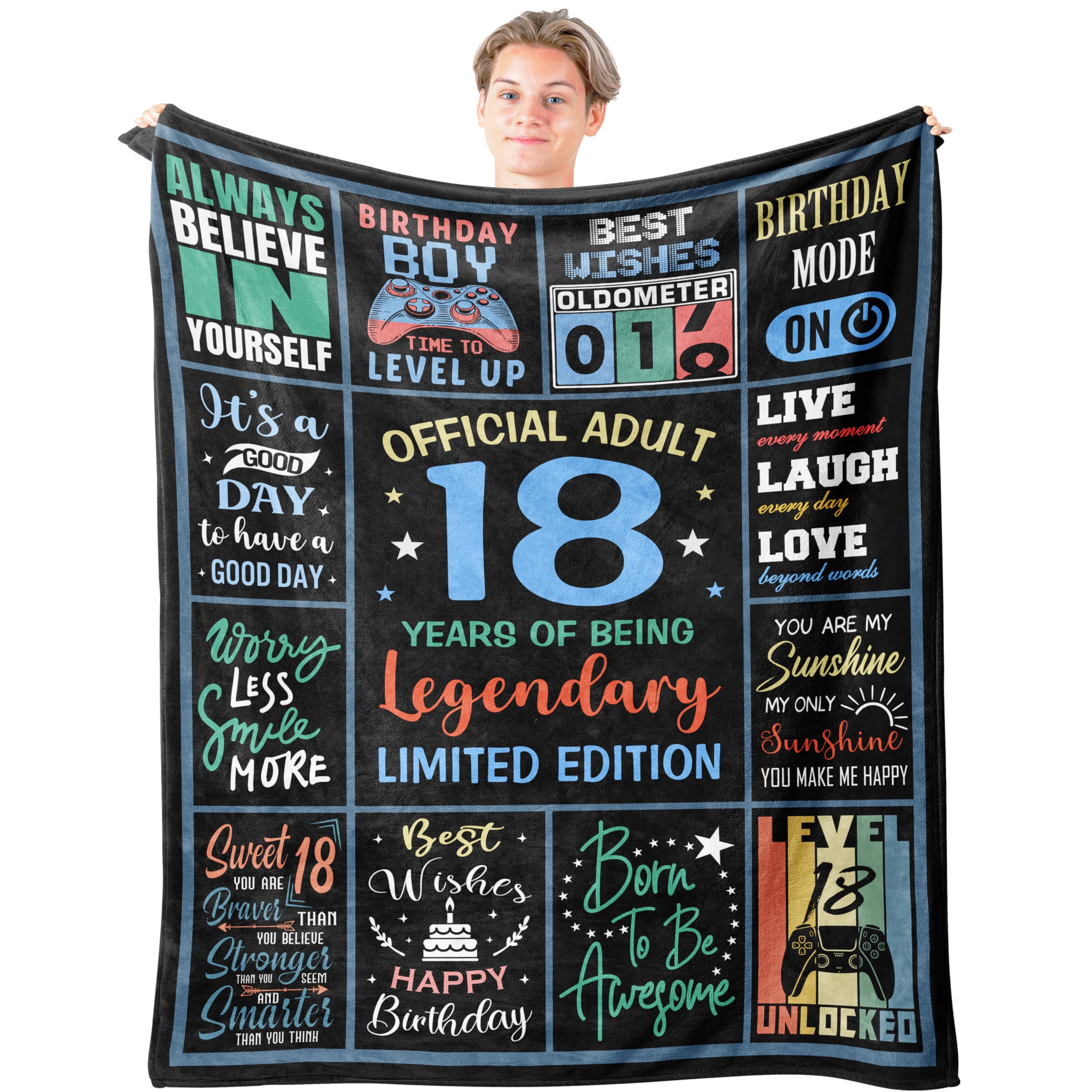 Iqoppedr Boys 18Th Birthday Gifts For Blanket 60"X50", 18 Year Old Birthday Gifts, Cool Birthday Gifts For 18 Year Old 18 Year Old Gifts, 18Th Birthday Decorations, 18 Birthday Gift Ideas