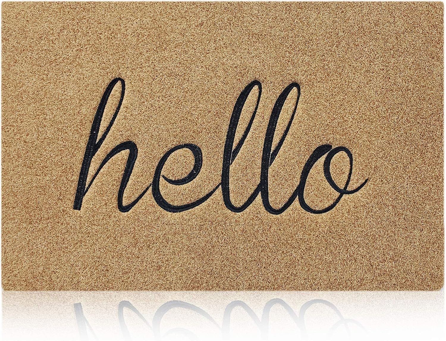 Brown Door Mat 24x36,Hello Front Door Mat,Durable Natural Rubber Backing Indoor Outdoor Welcome Doormat ,Super Absorb Mud Easy Clean High Traffic Areas Entryway Rug