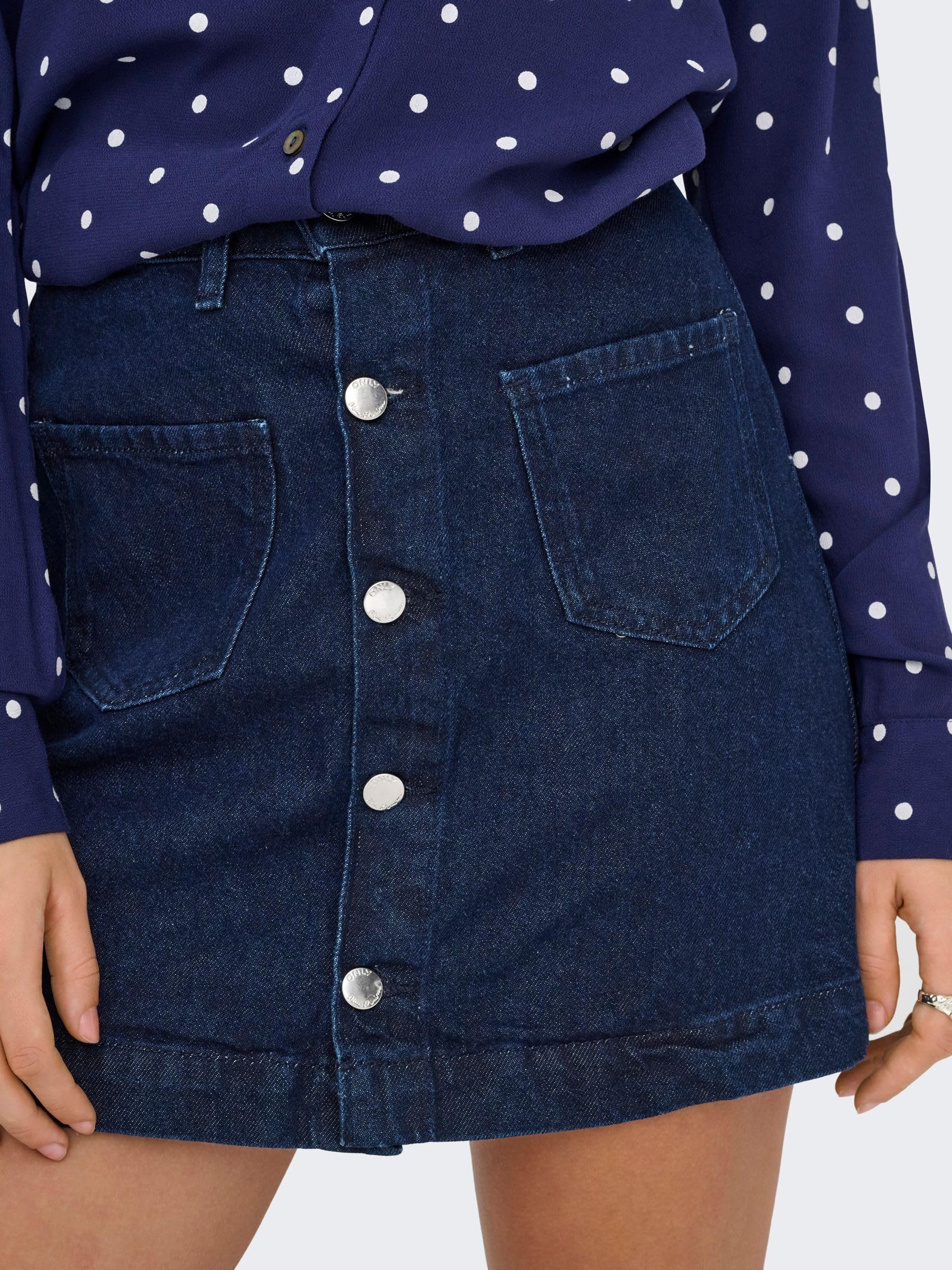 ONLY Falda Vaquera de Mujer con Botones y Bolsillos