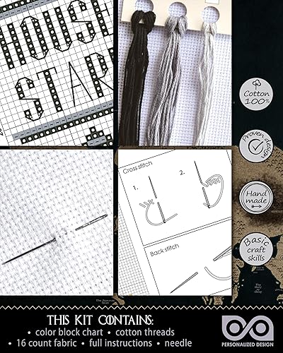 Miniatura 3 de Personalized.Design Juego de Tronos - Kit de punto de cruz House Stark, regalo para el día del padre, marcapáginas bordado a mano con patrón GoT