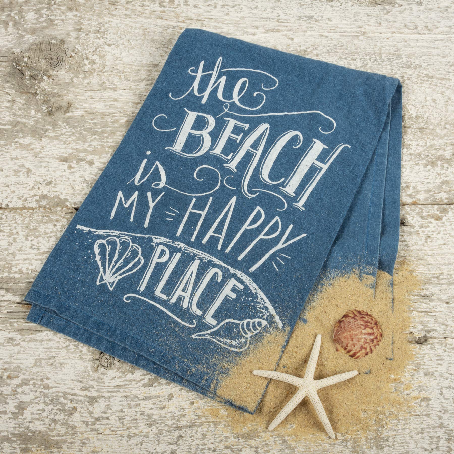 Primitives by Kathy Navu Blue Chalk Art Geschirrtuch, Baumwolle, My Happy Place, 28"
