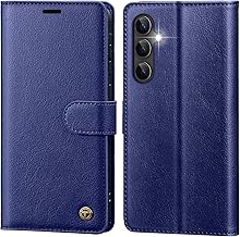 CASBST Handyhülle für Samsung Galaxy S24 Hülle mit Panzerglas Premium Leder Schutzhülle Klappbar mit Kartenfach Ständer Magnet Handytasche mit RFID Flip Case Klapphülle für Samsung S24 Royalblau