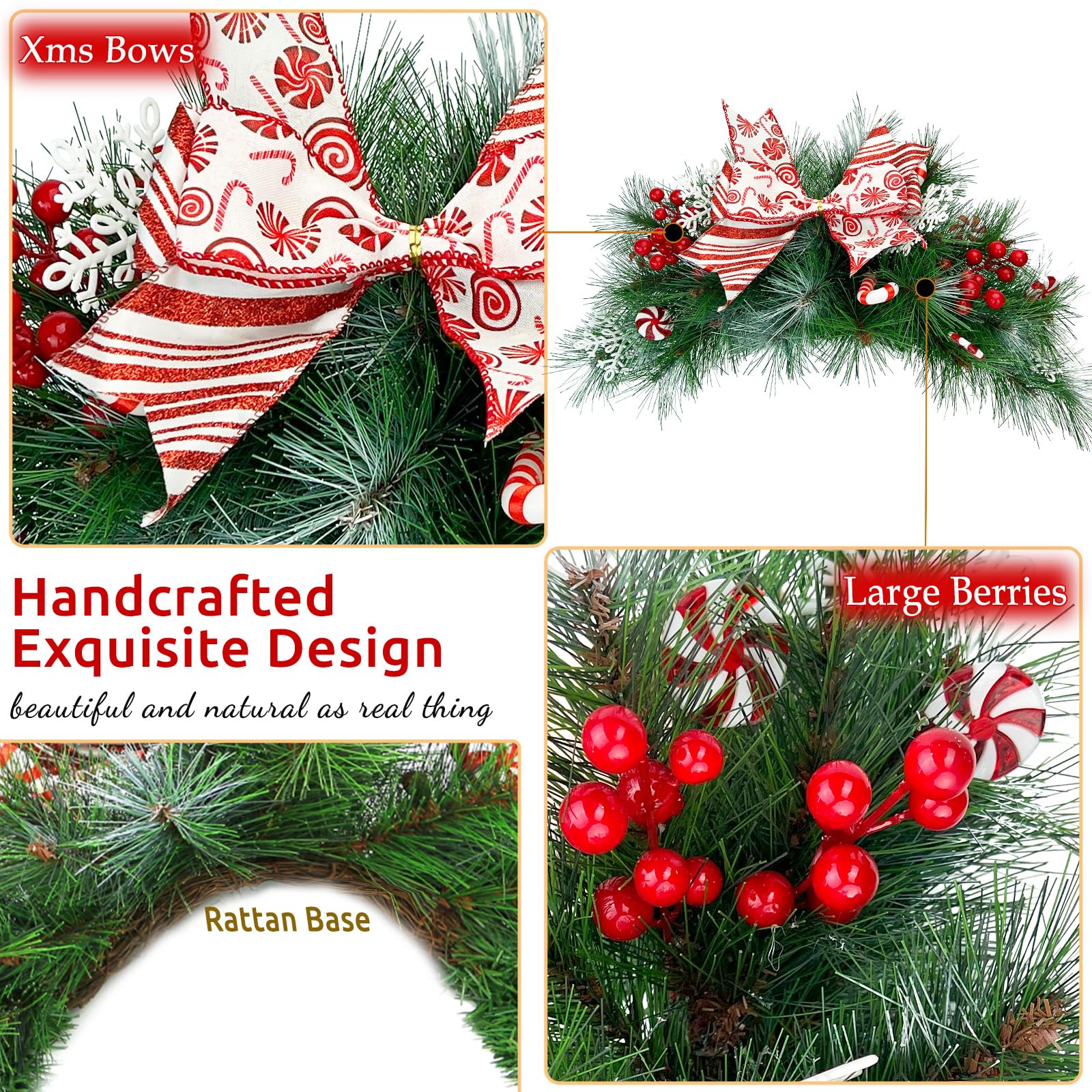 Christmas Door Decor With Lights 24 Inch Christmas Mailbox Swag With  Battery-Operated Lights - Outdoor Holiday Decor For Front Door, Windows \u0026  More Christmas Swag, image size:1600x1600