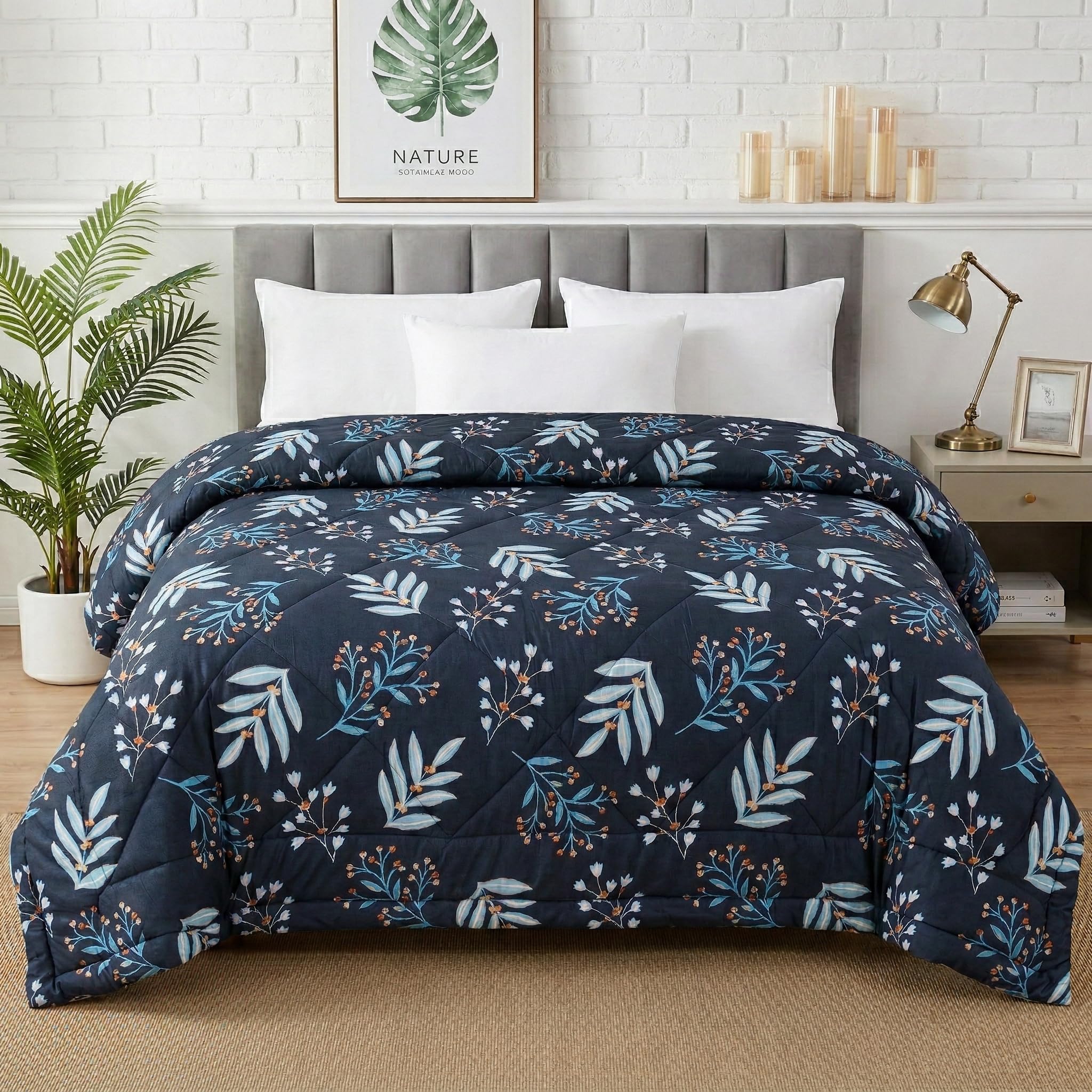 Microfibre 280 GSM Mild Winter Printed Reversible Double Bed Size Ac Comforter Blankets Light Weight Quilt Duvet for Double Bed Size(230X250 cm (Beige)-image-26
