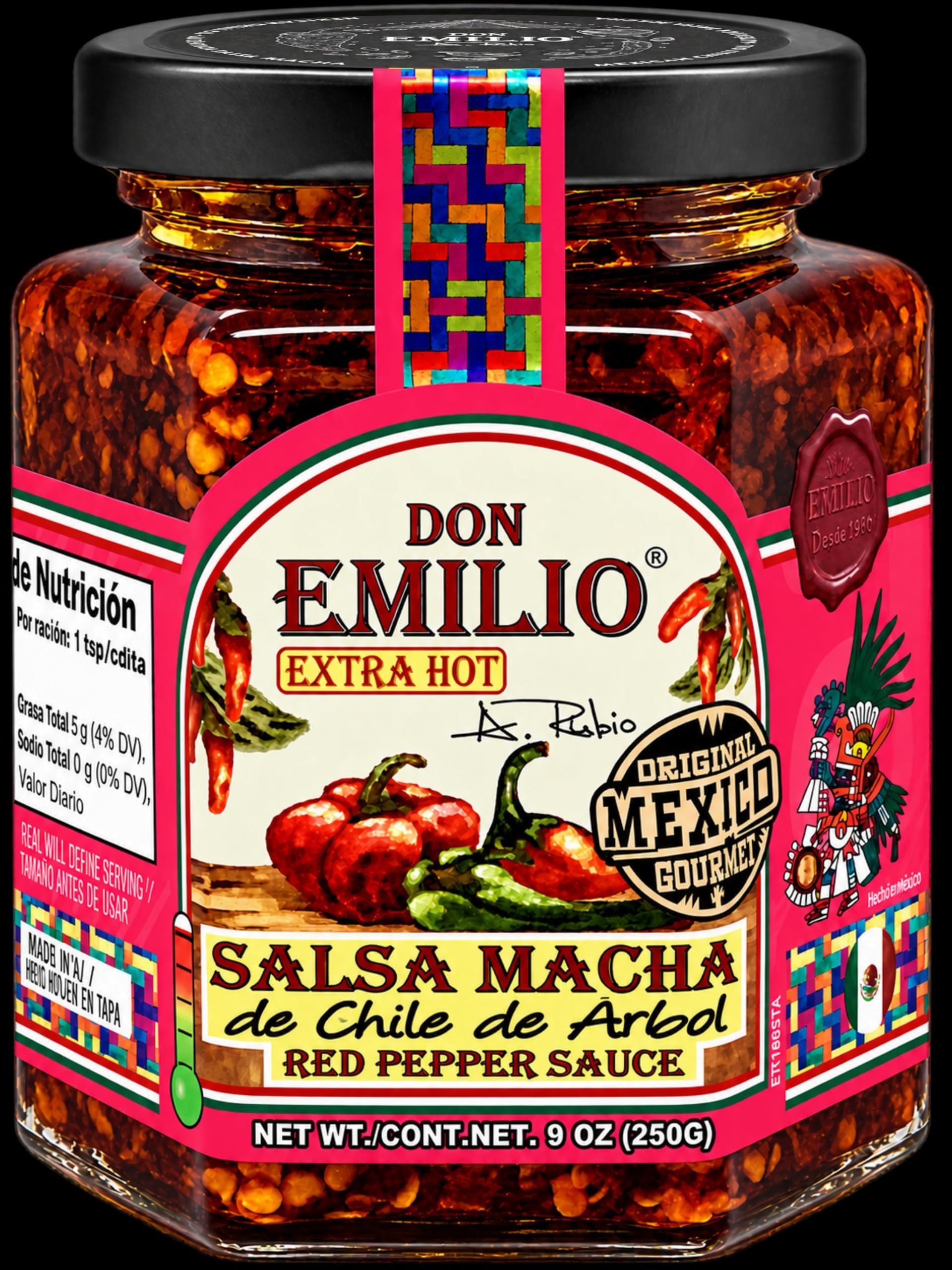 Salsa Macha Extra Hot Sauce | Authentic Mexican Chili Crisp with Hot Chili, Red Pepper& | Crunchy Chili Oil | Spicy Gourmet Sauce | Vegan, Keto & Non-GMO | 9 oz (1 unit)