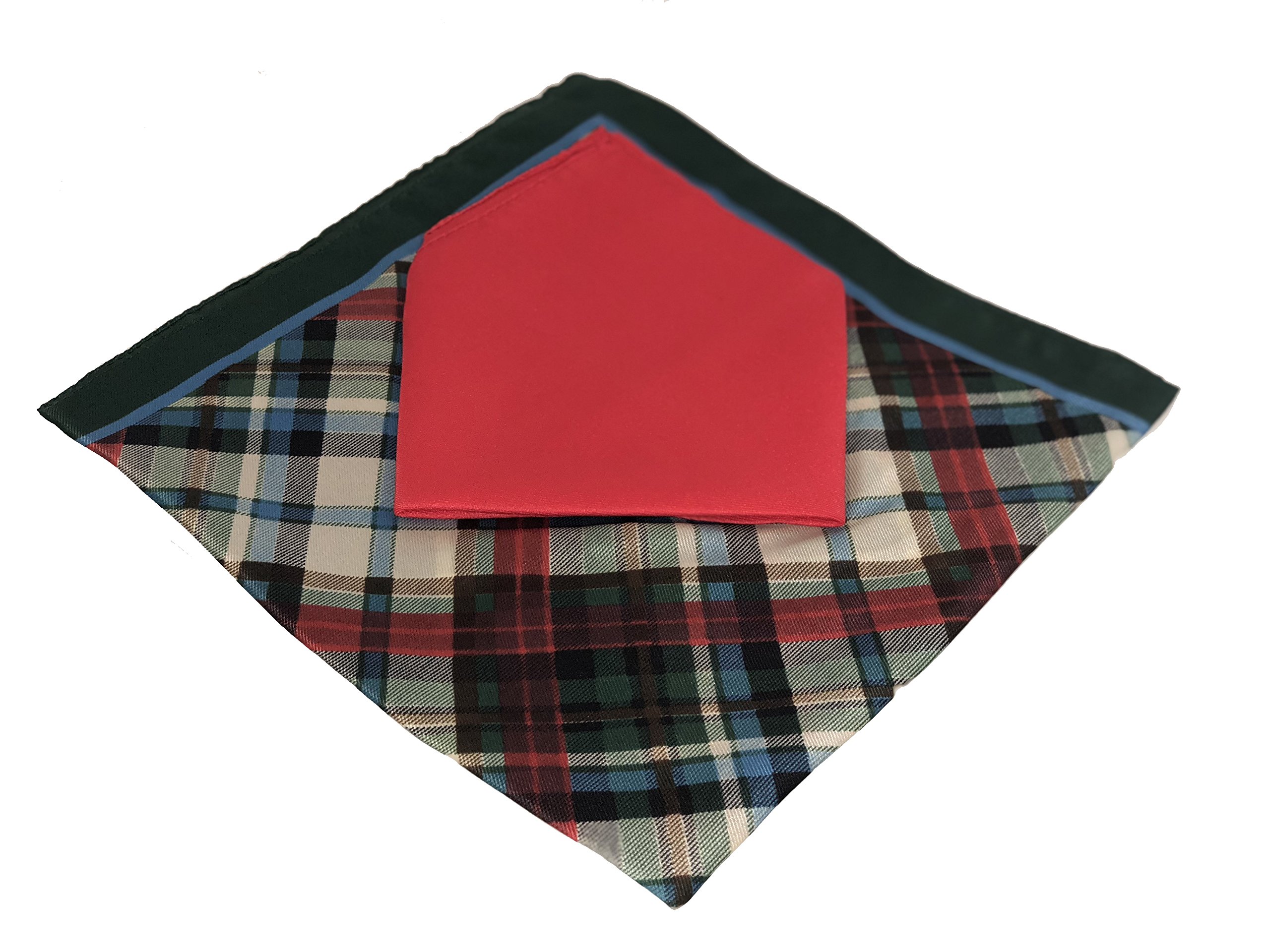 2 Sets Men's Handkerchief (One Solid & One Pattern Set) Pack of 2