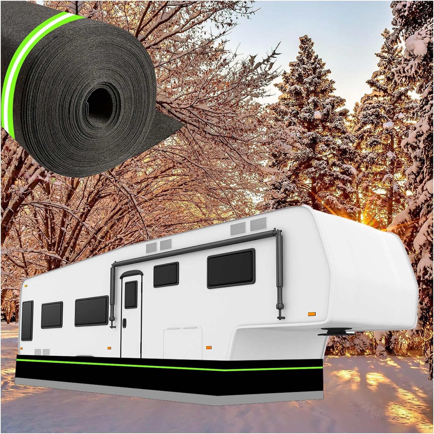 Easy Installation Rv Skirt 80cm Tall 5th Wheel Skirt Convenient Storage Rv Insulation,18m/59ft