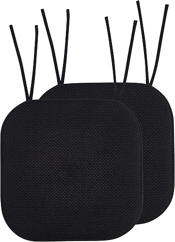 Elegant Comfort Juego de 2 fundas para cojín para silla con lazos y parte trasera de goma antideslizante, espuma viscoelástica gruesa, almohadilla