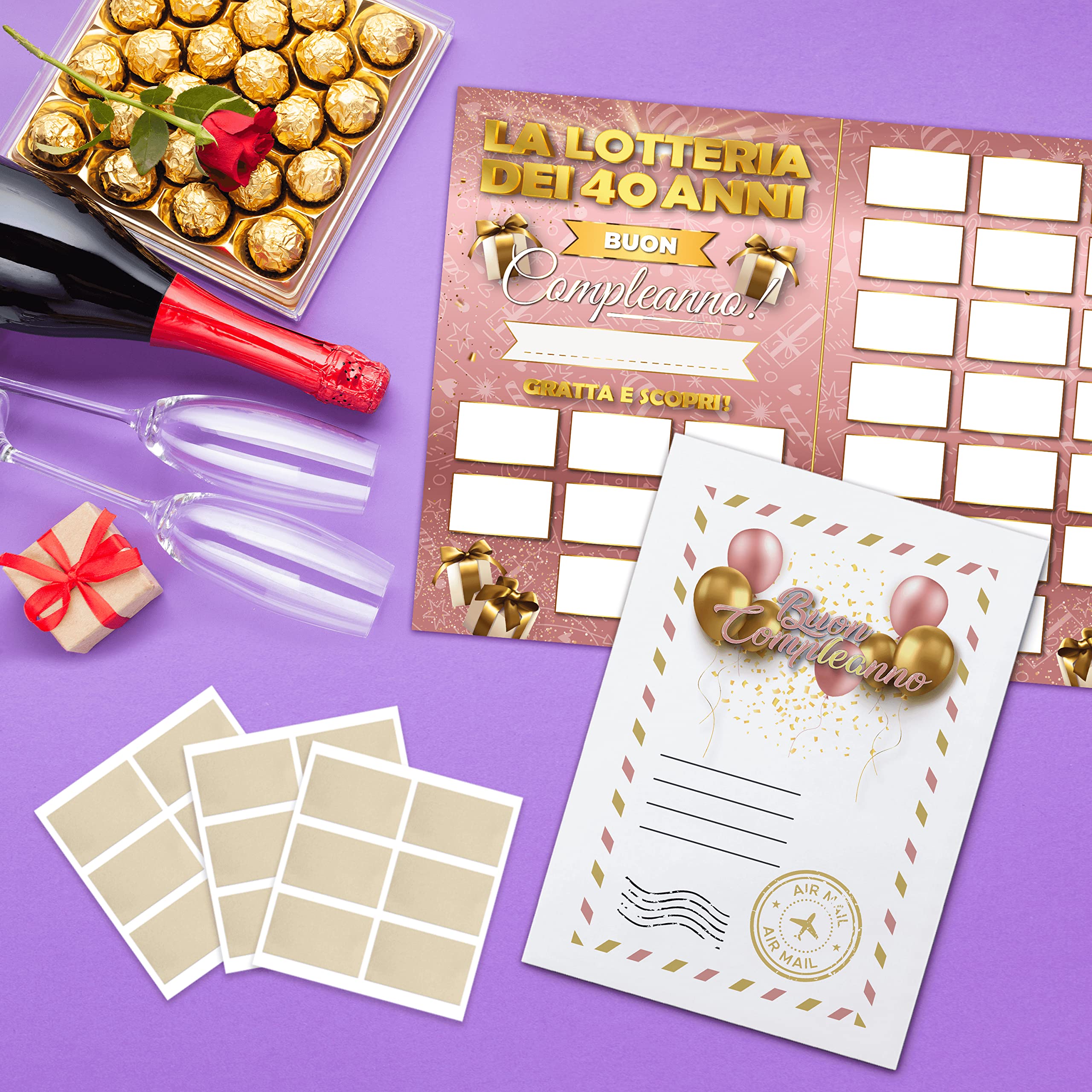 Maxi Gratta e Vinci Personalizzato Gioco Compleanno – Idea Regalo Lotteria del 40enne Versione A3 - Calendario Auguri Grattabile 40 Anni Per Invitati - Regali Divertenti 40 Anni Uomo Donna Originale