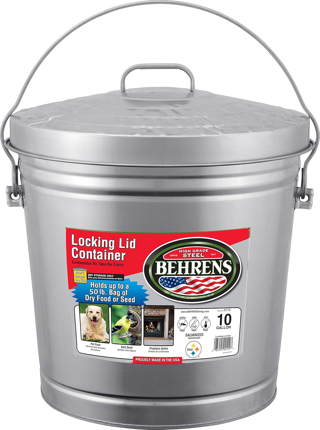 Behrens 6110 10-Gallon Locking Lid Can