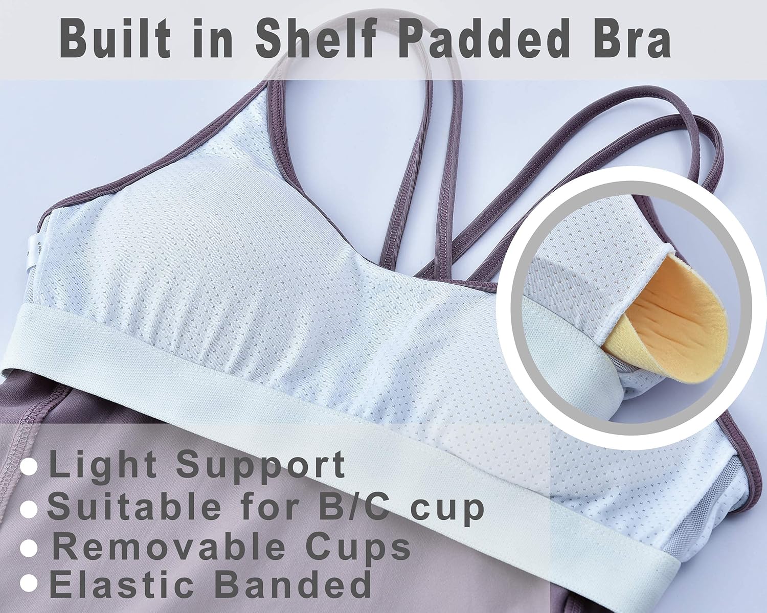 RUNNING GIRL Yoga Tank Tops for Women Built in Shelf Bra B/C Cups Strappy Back Activewear Workout Compression Tops - Image 5