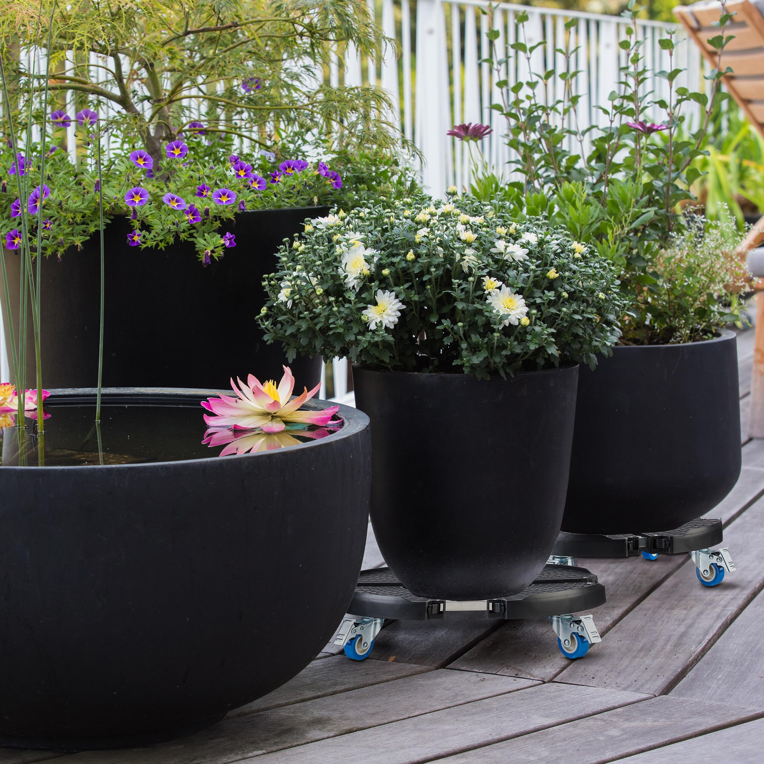 Relaxdays Support Plantes, Extensible, diamètre 40-57,5 cm, Plastique, Max. 200 kg, intérieur & extérieur, Gris foncé