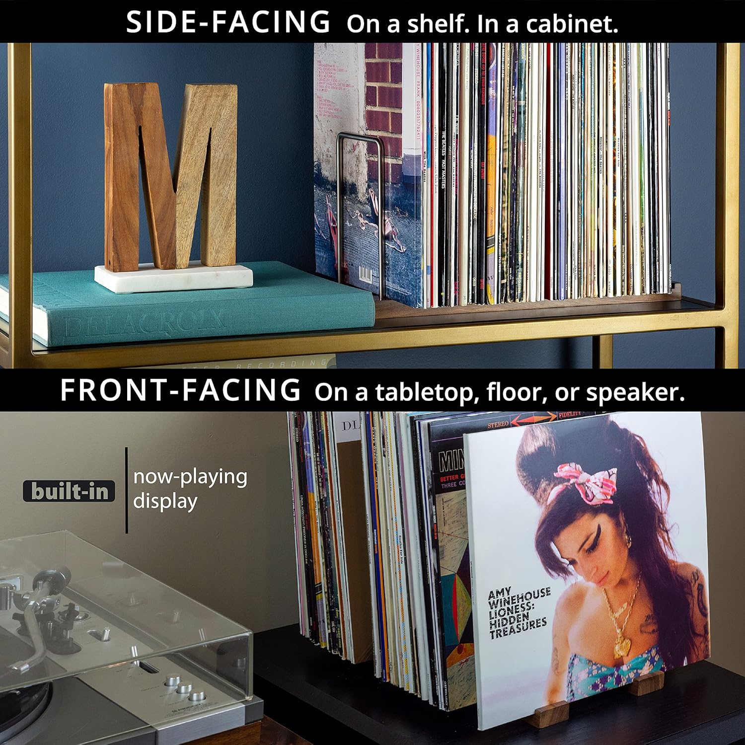 Optage Audio Record Collection Holder, 75 LP Solid Walnut Vinyl Record Storage with Now Playing Vinyl Record Stand, for Record Storage, Record Holder, Vinyl Record Holder, Vinyl Storage & Vinyl Stand : Electronics