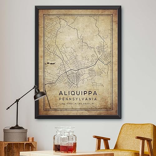 Mapa de Aliquippa, Pensilvania, Vintage Western (16x20)