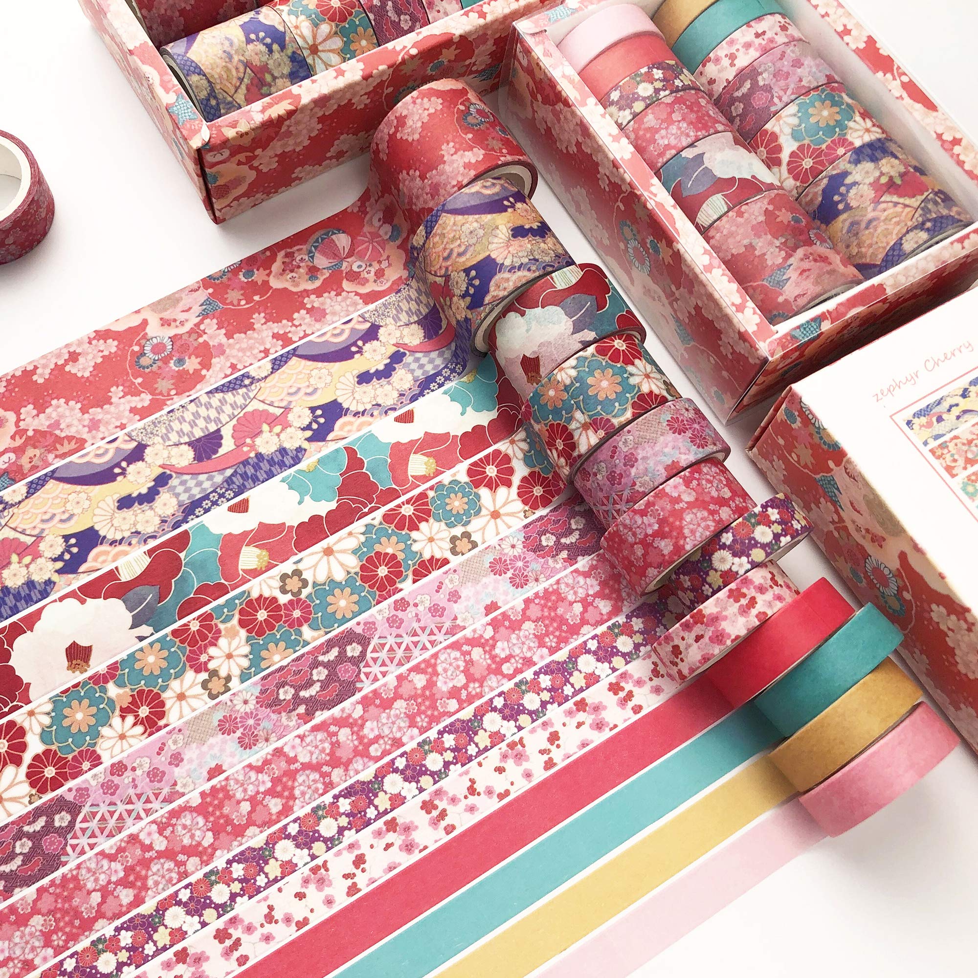 DAPUTOU 12 Rolls Washi Tape Set, Cherry Blossoms Floral Pattern Washi Masking Tape for Scrapbook,DIY,Crafts,DIY,Gift Wrapping