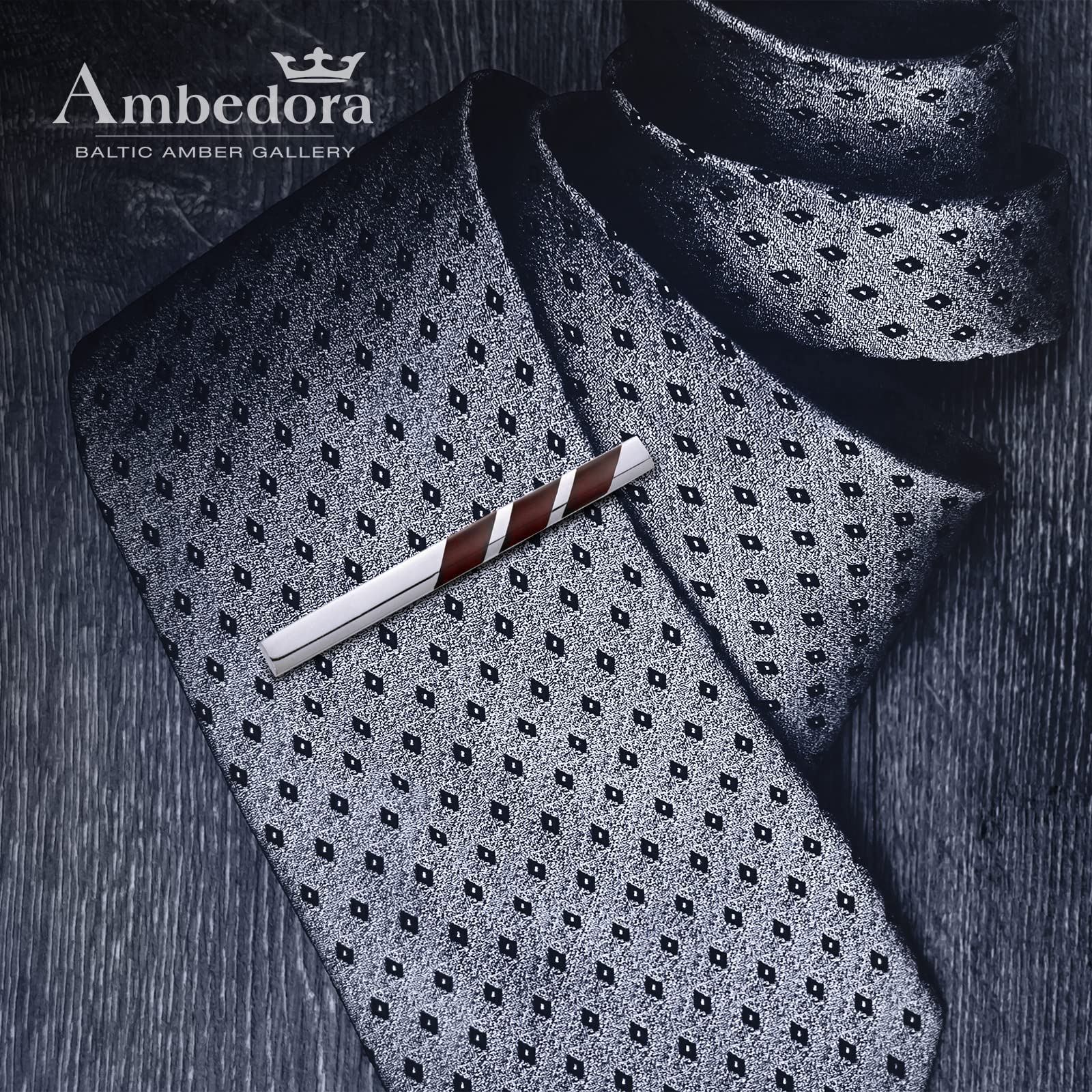 Alfiler de corbata para hombre de plata con ámbar, estilo moderno, ámbar natural, color cereza, regalo para hombres