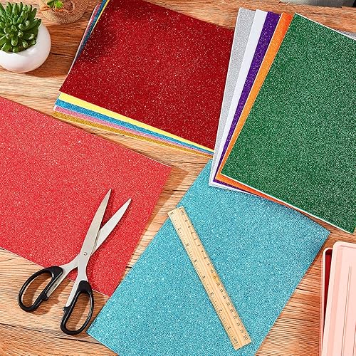 Miniatura 6 de Sherr 72 Pcs Glitter Foam Sheets Self Adhesive Sticky 7.8 x 11.8 Inch Glitter Cardstock Paper Shimmer Paper for Crafts for Art DIY Handicraft