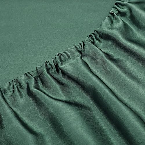 Miniatura 6 de Juego de sábanas de satén sedoso de lujo de 4 piezas, tamaño Queen, resistente a las arrugas, a la decoloración y a las manchas, 1 sábana bajera de