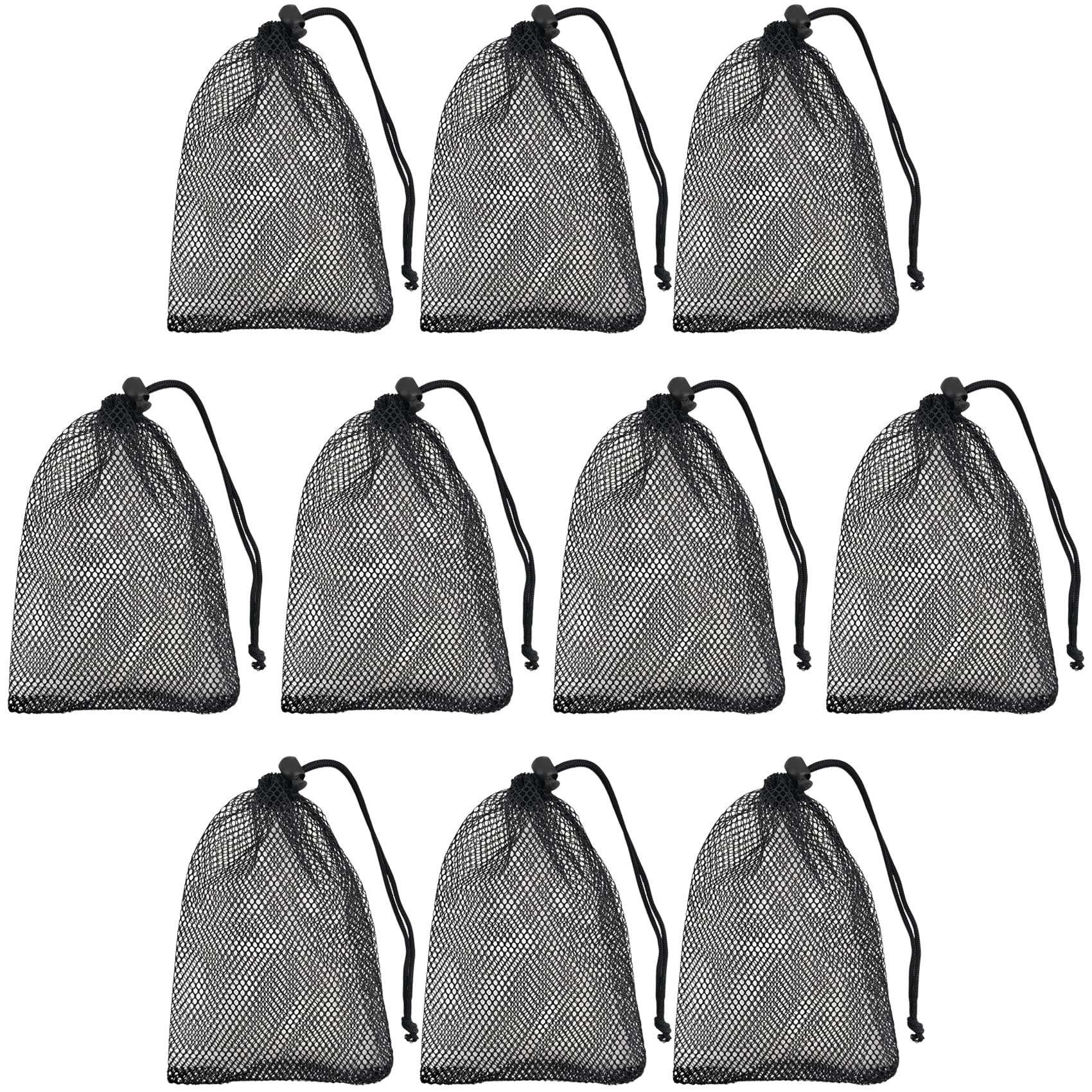 KKUADCEHI 10 Pcs Black Bags Mesh Storage Bag Mesh Bag Drawstring ForJewelry Gifts Small Travel Stuff Kitchen Wedding Small Travel Stuff (10, Black,